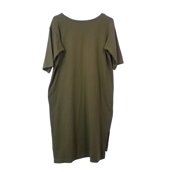 Eileen Fisher Organic Cotton Olive Green Shift Dress - Picture 2 of 10